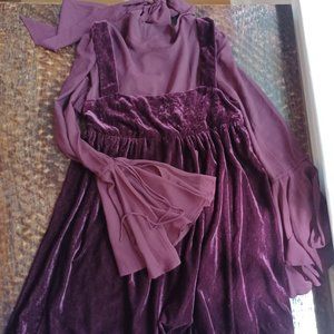 Free People Size XS Counting Stars Velvet Mini Dress in Wine